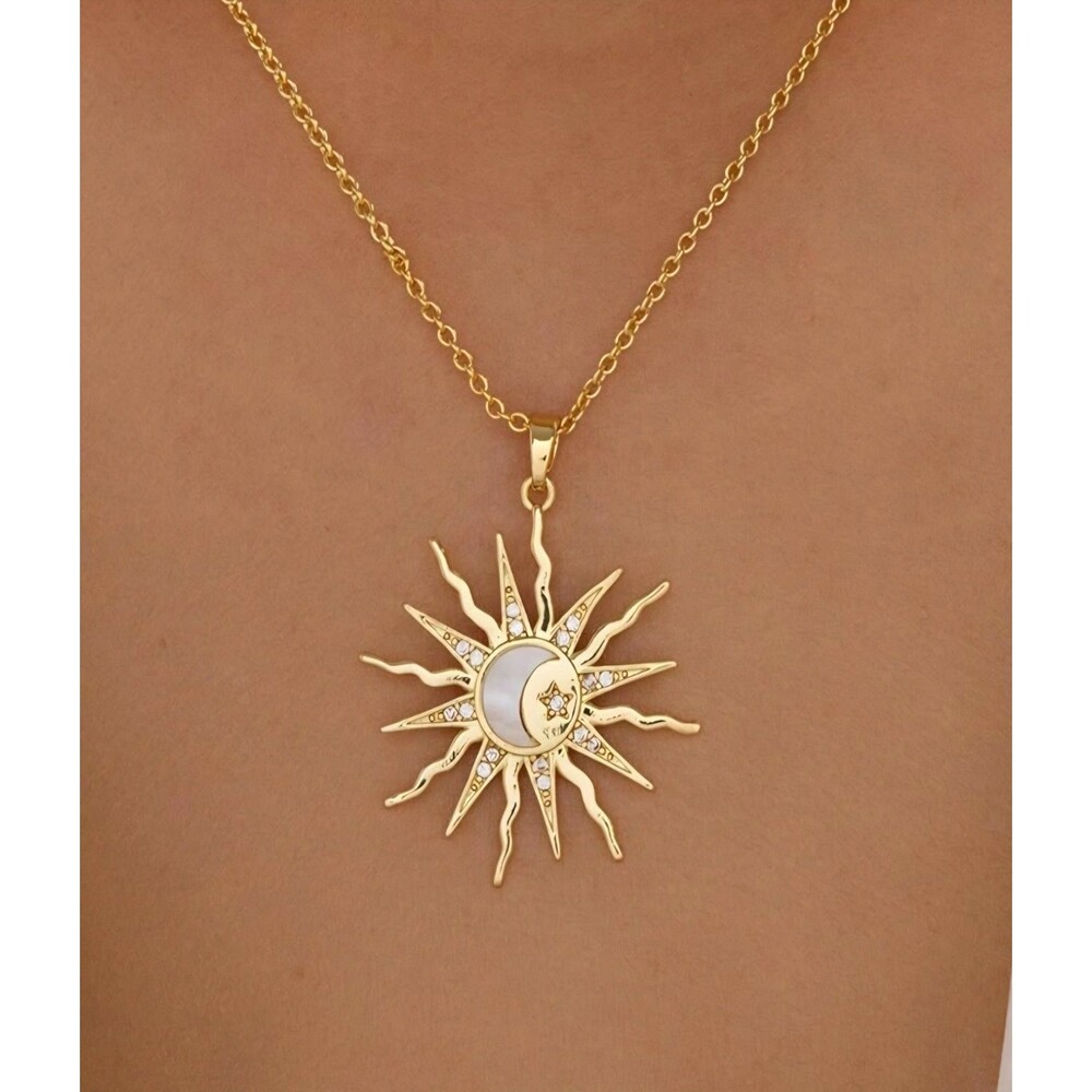 New Golden Bohemian Style Sun/Star/Moon Pendant with Adjustable Chain Necklace